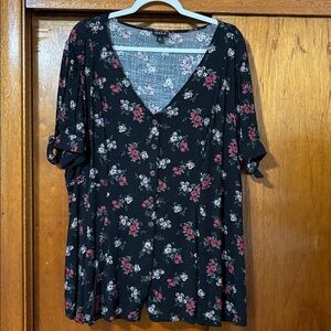Torrid Black Floral Blouse